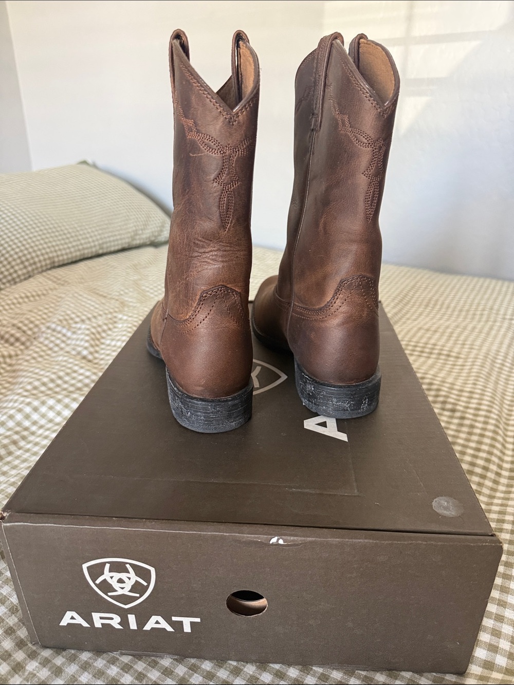Ariat Brown Pull-On Western Leather Boots - Picture 3 of 3